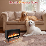uHousDeco 16in Freestanding Electric Fireplace Heater, Small Fire Place Electric Fireplace with 3D Realistic Flame, Portable Indoor Fireplace Space Heater, 750W | 1500W uHousDeco