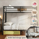 Bellemave Twin Over Full Bunk Bed with Ladders, Metal Bunk Beds Frame with Full-Length Guardrails, Heavy-Duty Bunkbed for Bedroom, Guest Room, Dorms, Noise-Reduce and No Spring Box Needed, Black Bellemave