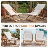 DAYAOUTDOOR Folding Wooden Lounge Chairs Set of 2, Outdoor Adjustable Reclining Patio Beach Chair with Thick Cushion, Portable Deck Lounge Chair for Backyard Lawn Pool Camping Balcony, Beige