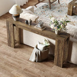 LITTLE TREE 70.9-Inch Long Entryway Table, Narrow Farmhouse Sofa Console Table for Living Room, Hallway, Walnut Brown LITTLE TREE