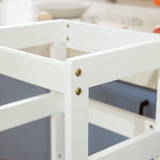 Kids Kitchen Step Stool with Safety Rail,Wooden Toddler Standing Tower for Kitchen Counter, Kids Montessori Stool, Solid Wood Construction,White Wiifo