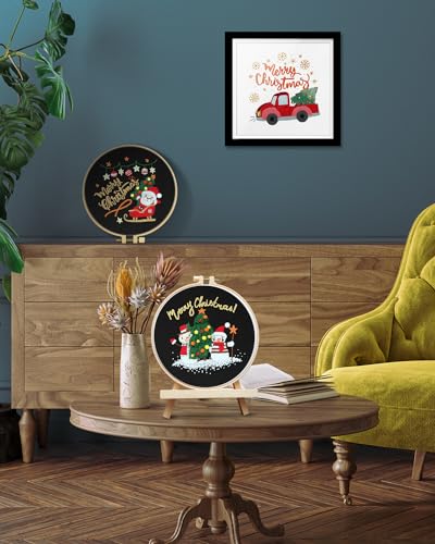TINDTOP Christmas Embroidery Kit for Adult Beginners, 3 Sets Embroidery Stitch Practice kit Include Embroidery Cloth Hoops Threads for Craft Lover Hand Stitch TINDTOP