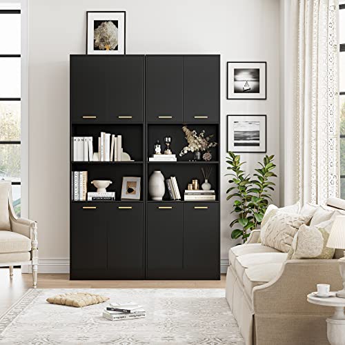 FOTOSOK Kitchen Pantry Cabinet, 71" Tall Cupboard Pantry Cabinet with Doors and Adjustable Shelves, Freestanding Utility Storage Cabinet with Open Countertop, Pantry Cabinets for Kitchen, Din - WoodArtSupply