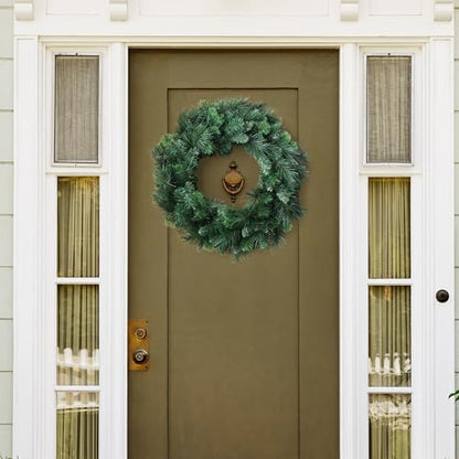 Deluxe Evergreen Pine Wreath | 24" Wide | 150 Lifelike Green Tips | Indoor/Outdoor Use | Holiday Xmas Accents | Front Door | Christmas Wreaths | Home & Office Decor