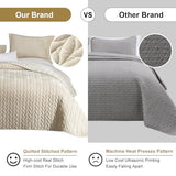 Ivellow Luxury Velvet Quilt Set King Size Bedding Sets Lightweight Ultra Soft Velvet Comforter Set Leaves Chevron Stitch Oversized Bedspread Coverlet 3 Pcs Full Bed Cover Sets for All Seasons Beige Ivellow