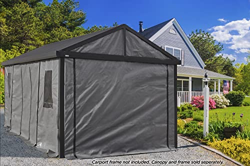 Sojag 12' x 20' Samara Carport Canopy Fabric Wall Enclosure Kit, Grey (135-9165845) Sojag