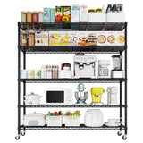 Orixforce Heavy Duty Wire Shelving Unit with Wheels – 5-Tier Adjustable Metal Storage Rack, NSF Certified Steel Shelves, 3125lbs Capacity Garage, Pantry, Commercial Shelving, 74" H x 59" W x 17.72" D Orixforce