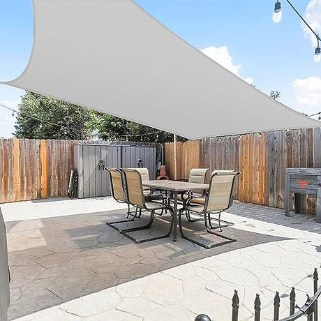 E&K Sunrise 8' x 18' Waterproof Sun Shade Sail Outdoor Rectangle Canopy Shade Cover UV Block for Pergola Patio Backyard Garden Deck (Light Gray) E&K