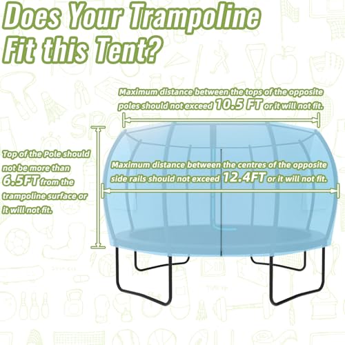 Gardenature 12FT Trampoline Tent for Kids(Tent Only),Fit for 8 Curved Poles Round Trampoline, Trampolien Shade Cover, Trampolien Accessories,Anti-Tear, Blue Gardenature