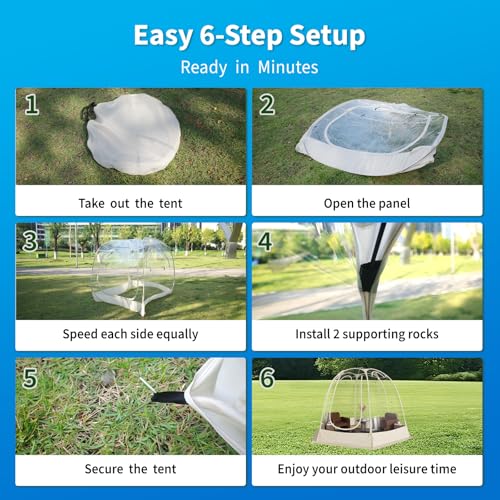 TABU Pop Up Bubble Tent for 12-14 Person, 12×12ft Coldproof & Windproof Outdoor Bubble Tent with Vent Windows, Large Camping Shelters for Party, Backyards, Hiking, Beige TABU