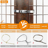 Sinlon Chain Link fence Ties 100pcs Multi-Purpose Self-Locking Metal Zip Ties Stainless Steel Zip Ties 11.8inch，Suitable For fixed Fence Thermal Insulation Shield Outdoor and Workshop Etc Sinlon