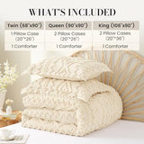 Amélie Home Boho Comforter Set, 2 Piece Bedding Set with 1 Pillow Case, Soft Microfiber Comforter with Hollow Fiber Fill, Lightweight All-Season Comforter for Farmhouse & Modern Bedroom, Twin, Beige Amélie Home