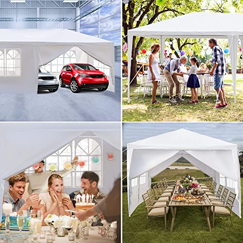 Outdoor Party Tent - Wedding & Birthday Event Tent with Removable Sidewalls & Transparent Windows (10'x20'/4 Sidewalls White) LBLWJD