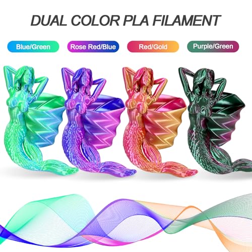 YOUSU Silk Dual Color PLA Filament 3D Filament Coextrusion PLA Multicolor PLA Filament 1.75mm (± 0.03 mm) Compatible with Most of 3D Printer, 4x250g Silk Pack A - WoodArtSupply