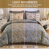 Dinjoy Boho Comforter Set Queen,Beige Brown Bedding Paisley Floral 7 Piece Bed in a Bag Reversible Lightweight Bohemain Comforters with Sheet Sets for All Season Dinjoy