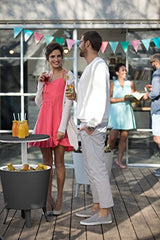 Keter Modern Cool Bar Outdoor Patio Furniture and Hot Tub Side Table with 7.5 Gallon Beer and Wine Cooler, Dark Grey Keter