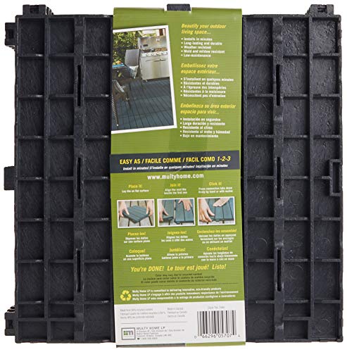 Multy Industries Multy Home MT5100057 6-Pack Deck and Balcony Tile, 12 by 12-Inch, Slate - WoodArtSupply