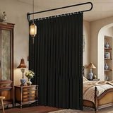 GODNOEI U-Shape Room Divider Privacy Partition Curtains Metal Support Wall Mounted Curtains for Fitting Room Beauty Salon Bedroom Hospital SPA (7.2ft Black) GODNOEI