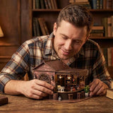 Book Nook Kit, 3D Wooden Miniature Tavern & Pub Dollhouse with LED Lights - DIY Mini House Craft Model for Adults, Birthday Valentine's Day Gift for Women Men