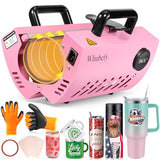 Whubefy Tumbler Heat Press Machine Pink for 30oz 20oz Sublimation Blank Skinny Tumbler 11-16oz Coffee/Ceramic/Stainless Steel/Aluminium Mug Cup with Heat Paper, Tape & Gloves As Gift for Easy Custom Whubefy