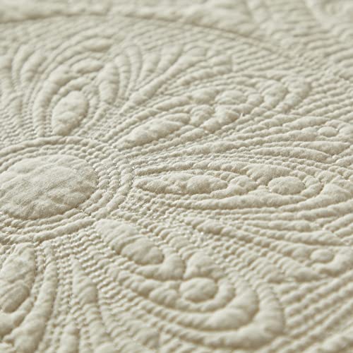 Brandream Luxury Quilt Bedding Set Queen Size Quilt Set Cotton Beige 3 Piece Medallion Matelasse Coverlet Set Brandream