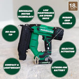 Metabo HPT 18V MultiVolt™ Cordless Brad Nailer Kit, 18 Gauge, 5/8" up to 2" Brad Nails, Includes (1) 18V 2.0Ah Lithium Ion Battery w/Fuel Gauge, Charger, Bag, Lifetime Power Tool Warranty, NT1850DFT Metabo HPT