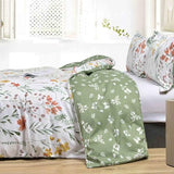 Floral Duvet Cover King Size - White Yellow Flowers and Green Leaf Spring Botanical Printed Microfiber Comforter Cover Set - 3PC 104X90 Soft and Lightweight Quilt Cover, Farmhouse Style for Women Men Faincy