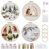 KerrDtbb Christmas Embroidery Kit, DIY Hand Embroidery Kit, Beginner Embroidery Kit for Adults, Embroidery Christmas Ornament Kits (A)