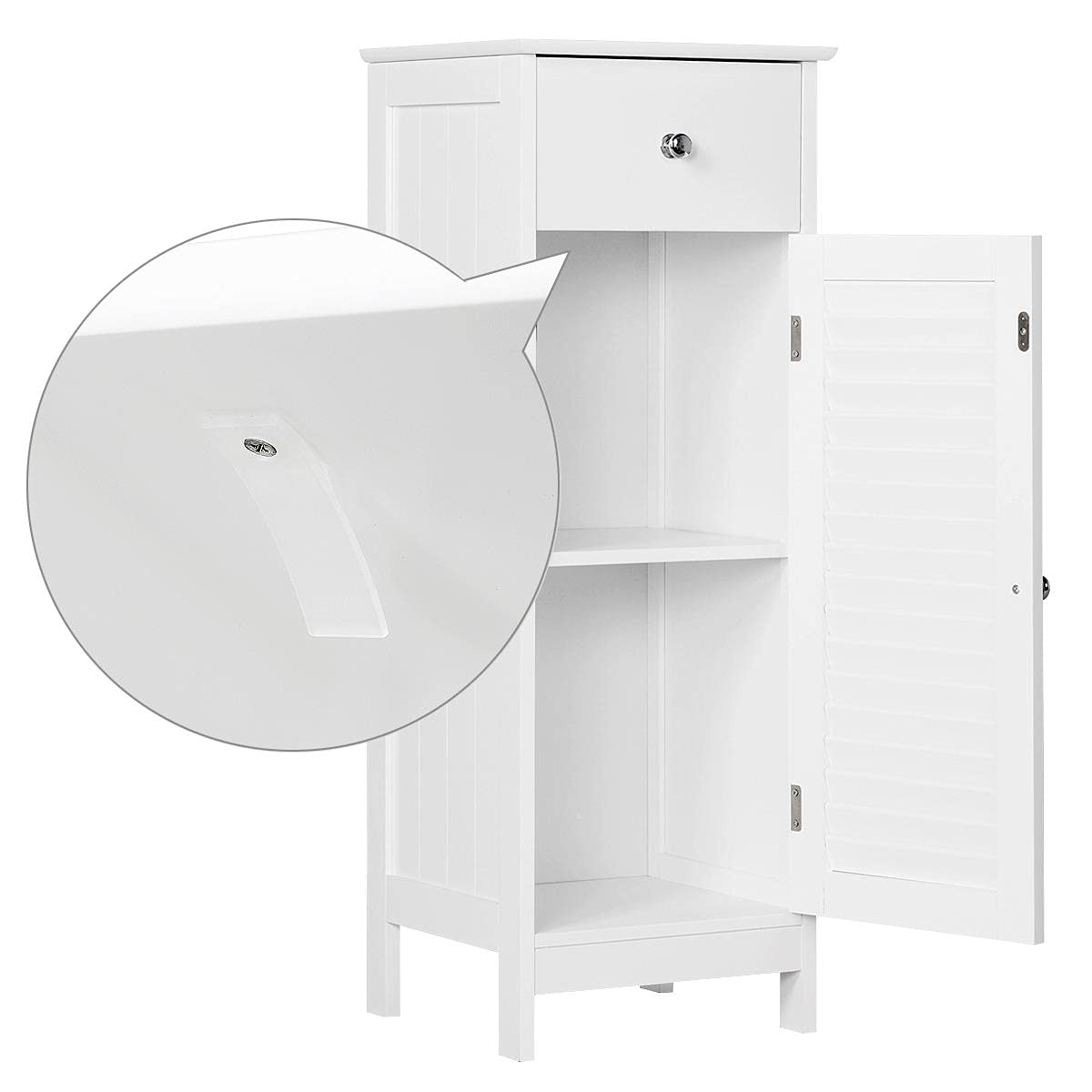 Yaheetech White Bathroom Storage Cabinet with Drawer and Shutter Door - Versatile Organizer Unit for Any Room - WoodArtSupply