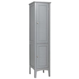 Tangkula 5-Tier Freestanding Grey Bathroom Storage Cabinet with Doors and Shelves Tangkula
