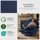EONIX Dual Motor Power Swivel Rocking Recliner Chair for Living Room, Armless Oversized Shell Shape Lazy Boy Rocker Recliner, Plush Fabric Thickened Cushion, Elevated Soft and Comfort, Navy Blue