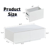 TUKAILAi Coffee Table with 4 Drawers, LED Lights & Power Strip Modern Minimalist Rectangle Coffee Table for Home Living Room Office (White) TUKAILAi