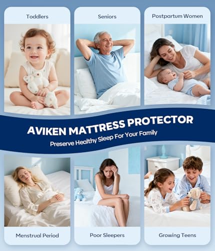 AVIKEN Waterproof Mattress Protector Full Size, Soft Breathable Mattress Pad with Deep Pocket 8"-21", Noiseless 3D Air Fabric Cooling Mattress Cover for Bed, Machine Washable, White AVIKEN
