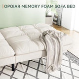 Opoiar 71" L Covertible Futon Sofa Bed,Faux Leather Futon Couch, Memory Foam Modern Loveseat Sleeper, Small Splitback Sofa Couches for Living Room,RV,Home Office,Apartment,White Opoiar