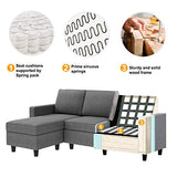 HONBAY Convertible Sectional Sofa, Convertible L Shaped Couch with Reversible Chaise, Sectional Couch for Small Space Apartment, Grey HONBAY