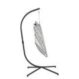 Yechen Egg Swing Chair with Stand, Patio Wicker Rattan Hanging Chair Swing Hammock Egg Chairs with UV Resistant Cushion for Indoor Bedroom Outdoor Garden Backyard, Light Blue (QH1912050036USBL) Yechen