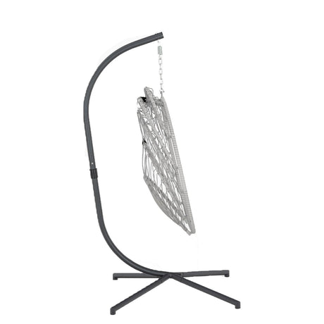 Yechen Egg Swing Chair with Stand, Patio Wicker Rattan Hanging Chair Swing Hammock Egg Chairs with UV Resistant Cushion for Indoor Bedroom Outdoor Garden Backyard, Light Blue (QH1912050036USBL) Yechen