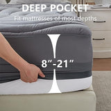 ELVEN HOME Twin Size Mattress Pad Waterproof, Pillow Top Cooling Twin Mattress Topper for Single Bed, Pee Proof Mattress Protector Cover Quilted Fitted with 8-21" Deep Pocket (39x75 inch, Grey) Elven Home