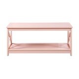 Convenience Concepts Oxford Coffee Table with Shelf, Blush Pink Convenience Concepts
