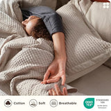 Bedsure Cotton Duvet Cover King - 100% Cotton Waffle Weave Linen Color Duvet Cover, GentleSoft™ and Breathable King Bedding Set for All Season, 3 Pieces, 104"x90" Bedsure
