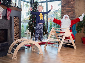 WoodandHearts Montessori Climbing Set - Foldable Triangle Climber with Slide, Ramp, Arch - Wooden Toddler Climbing Toys Indoor Playground Jungle Gym for Kids Age 2-8 Wood And Hearts