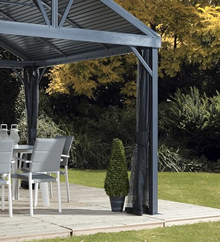Sojag 8' x 8' Sanibel I Hardtop Gazebo Outdoor Weather-Resistant Aluminum Frame Sun Shelter Light Grey Sojag