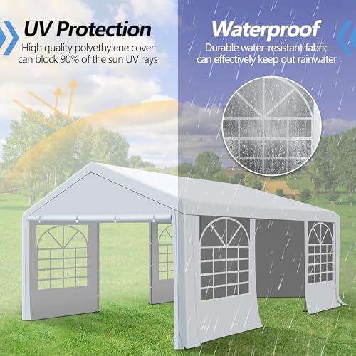 HOWSVN 13'x20' Party Tent Heavy Duty, Large Event Tent with Removable Sidewalls & 4 Sand Bags for Outdoor Events, Weddings, Parties HOWSVN