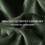 Ivellow Velvet Duvet Cover King Set Dark Green Comforter Cover 3Pcs Ultra Soft Cover Breathable Solid Luxury Flannel Velour Duvet Cover Zipper Closure Corner Tie Ivellow