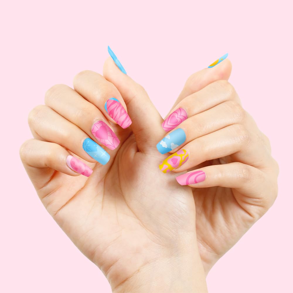 PYD Life 20 Pack 3D Sublimation Press On Nails Short White Blanks Bulk 80 Sets 4 Sizes for Heat Transfer Printing,with 80 PCS Individual PP Bags and Cards PYD Life