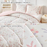 Joyreap 3pcs Cotton Comforter Set for Girls, Pink Floral Design, Queen Size Soft n Cozy Bedding Comforter Set for All Season- 88x88 inches Joyreap