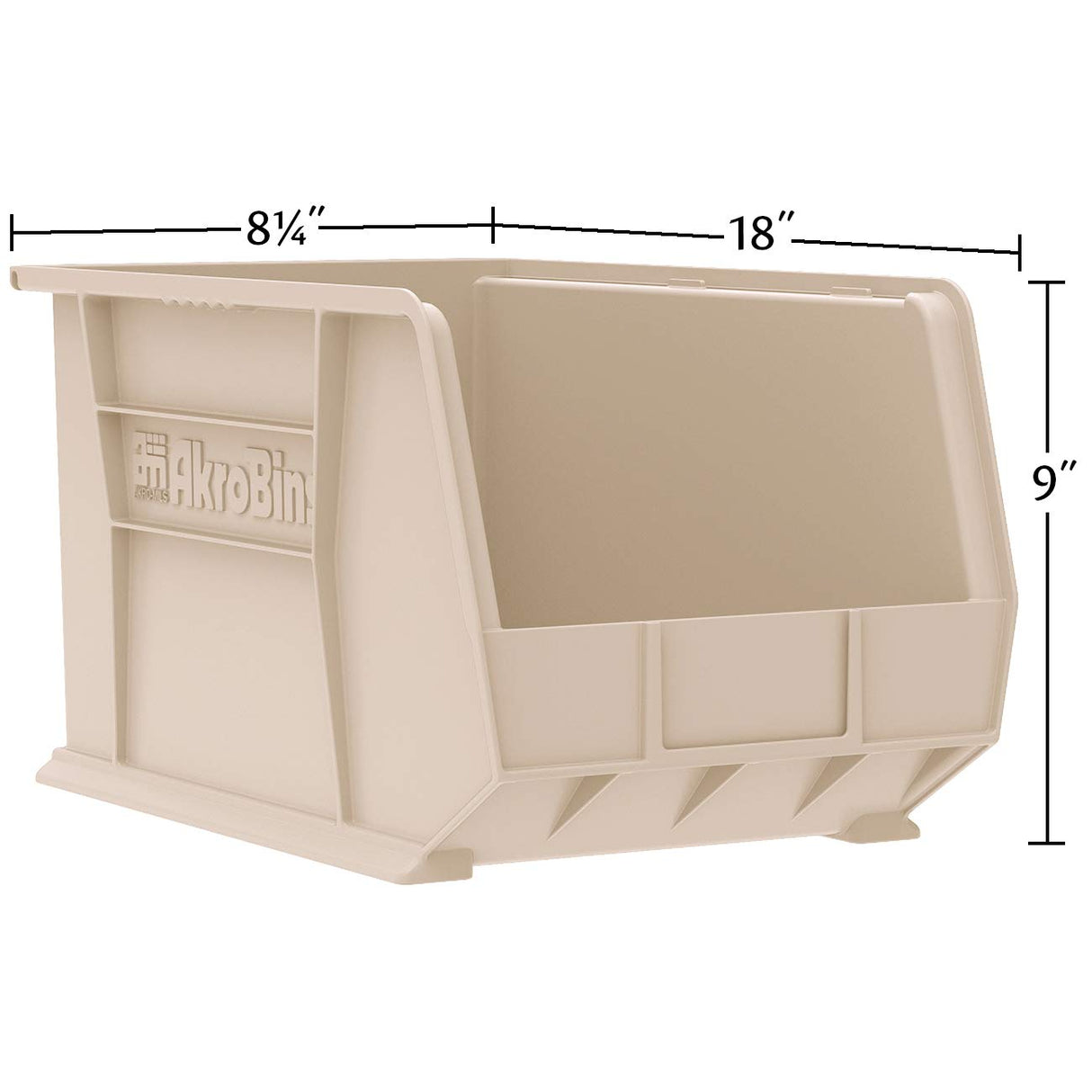 Akro-Mils 30265 AkroBins Plastic Storage Bins, Space-Saving Stackable Bins for Garage, Pantry, Craft Organization, 18-" x 8.25-" x 9-", Black, 6-Pack Akro-Mils