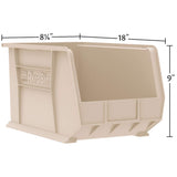 Akro-Mils 30265 AkroBins Plastic Storage Bins, Space-Saving Stackable Bins for Garage, Pantry, Craft Organization, 18-" x 8.25-" x 9-", Black, 6-Pack Akro-Mils