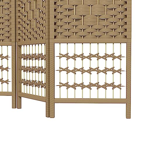HOMCOM 6 Panel Room Divider, Folding Privacy Screen, 5.6' Room Separator, Wave Fiber Freestanding Partition Wall Divider, Natural HOMCOM