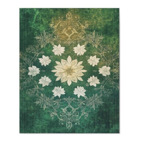 Green Floral kaleidoscope-107279 Diamond Painting Kits, DIY 5D Paint for Adults Kids, Full Drill Crystal Diamond Drawing Suitable for Home Wall Decoration Fhuyiks